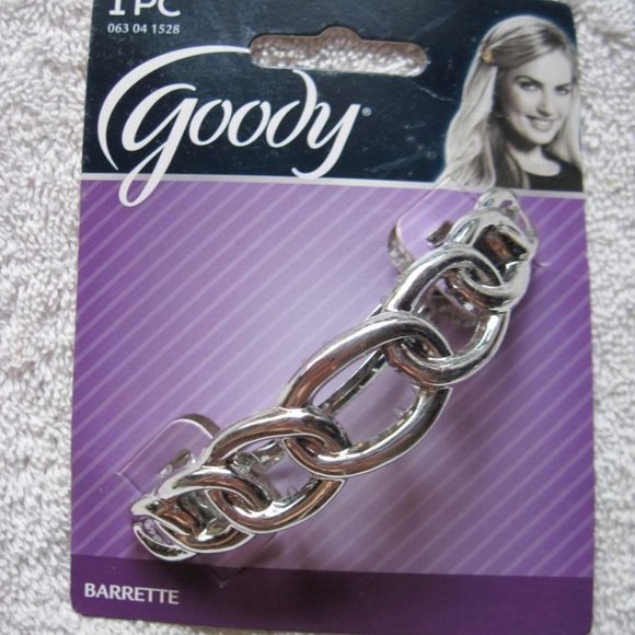 Interlocking Rings Goody Plastic Hair Barrette Metal Back Silver Gold Black Ring - Picture 12 of 16